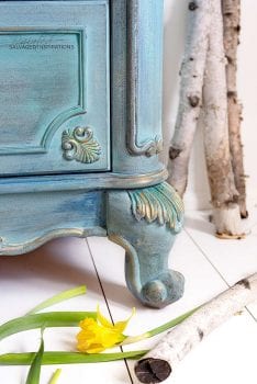 Spring Blue and Teal Painted Dresser