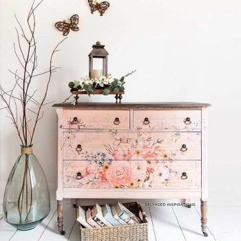 Painted Vintage Dresser w Dixie Belle Apricot and Prima Rose Furniture TransferIG