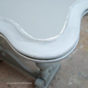 Close Up Of White Glaze on Grey Painted Console Table