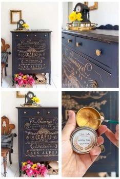In The Navy Blue Painted Tallboy w French Gold