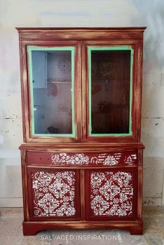 China Cabinet with Embossed Stencil Design In Progress