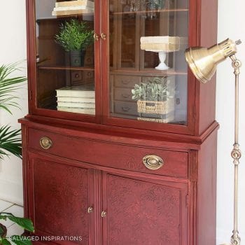 Raised Stencil Emboss China Cabinet Makeover