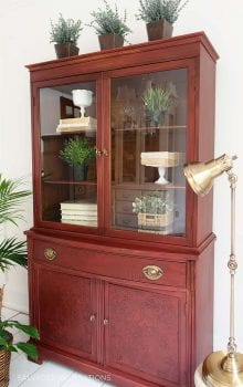 Stencil Embossed China Cabinet Makeover