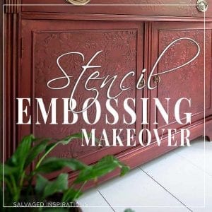 Stencil Embossing Cabinet Makeover