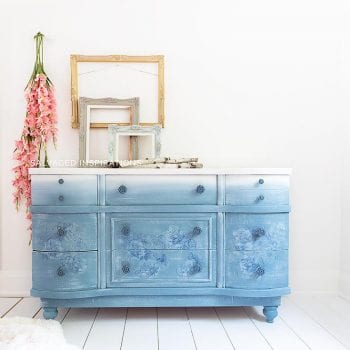 Dusty Blue Floral Painted Dresser