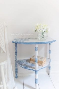 French Ceramics Side Table Makeover with Brush Painted Spindles