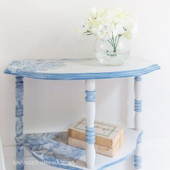 French Ceramics Side Table Makeover with Brush Painted Spindles IG
