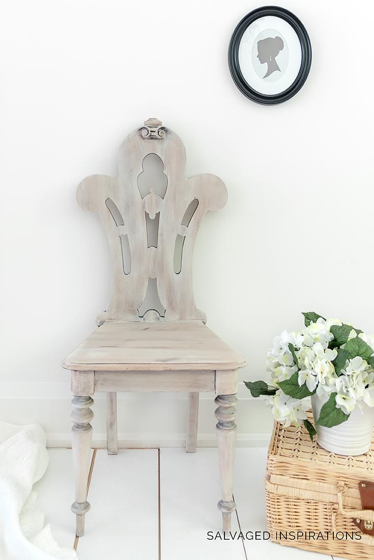 Wood Chair with Whitewashed Finish