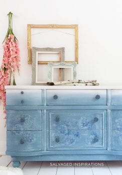 DB NEW Dusty Blue Floral Painted Dresser
