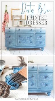 Dusty Blue Floral Painted Dresser by Salvaged Inspirations