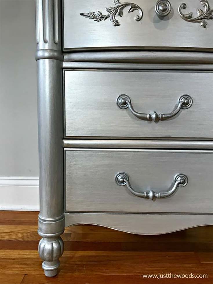 25 Metallic Painted Furniture Ideas, Antique Silver Furniture Finish