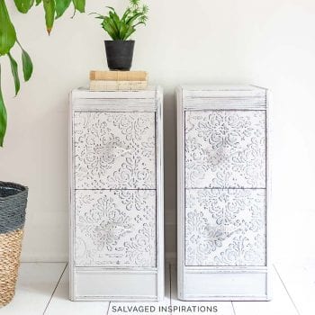 Old Nightstands Updated with Textured Stencil