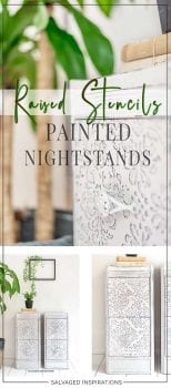 Raised Stencils on Painted Nightstands by Salvaged Inspirations