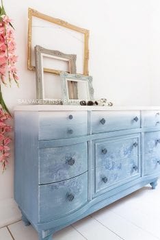 Side View Of DB Dusty Blue Floral Dresser