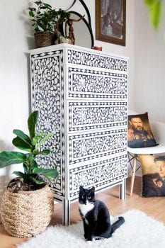 Cityscape Bliss -DIY-bone-inlay-furniture-cabinet-drawers-ikea-hack