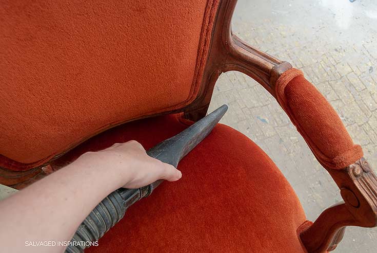 Cleaning Salvaged Accent Chair for Makeover