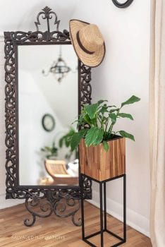 Fall Bedroom Makeover with Plant and Mirror