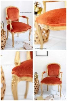 Gold and Velvet Accent Chair Makeover Collage