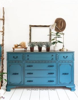 Antebellum Blue Painted Buffet w VanDyke Glaze Details