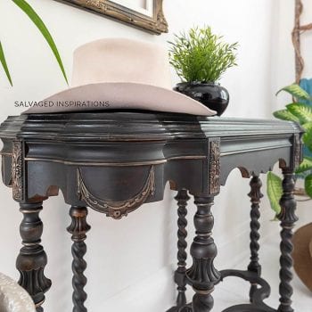 Close Up of Black Vintage Console Table