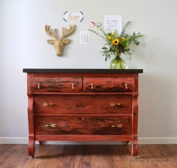 Helen Nicole Designs salem red old fashioned milk paint picked and painted empire dresser