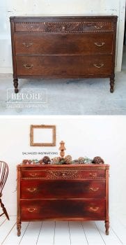 Vintage Metallic and Red Dresser - Before and After