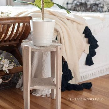 White Washed Wood Plant Stand IG- Bedroom