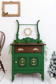 Christmas Washstand Makeover - Painted and Stained