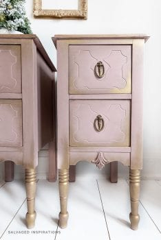 Tea Rose and Gold Painted Nightstands