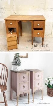 Wood Desk Into Nightstands Before and After
