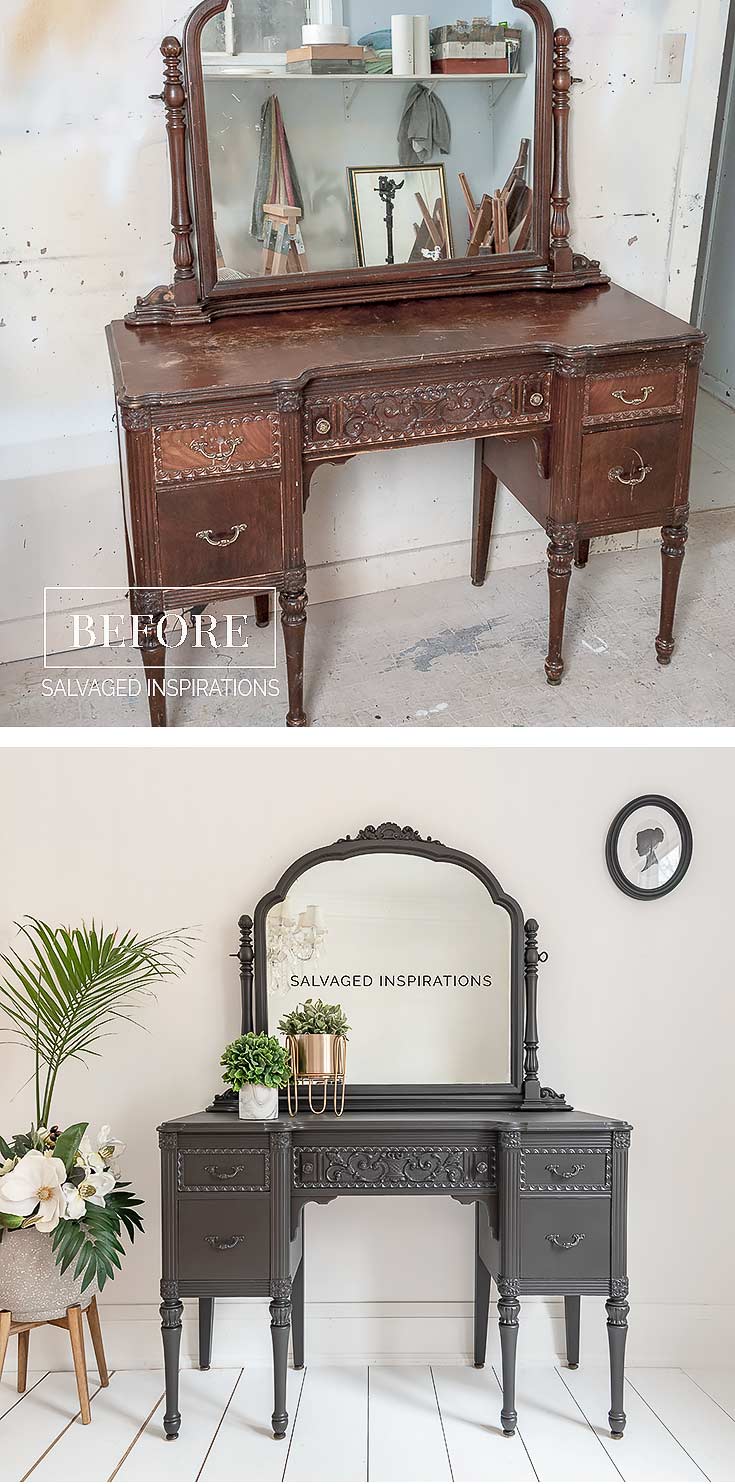 Before and After Painted Vintage Vanity