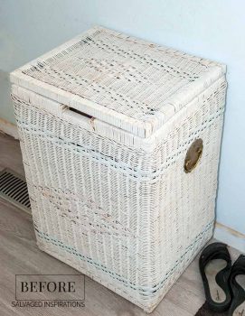 Painted Wicker Laundry Hamper Before1