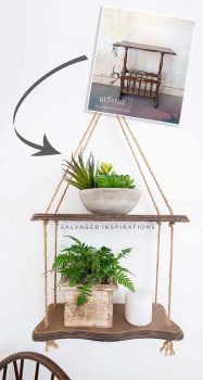 DIY Hanging Rope Shelf Before and After