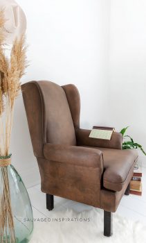 Side View Of Leather Painted Wing Chair