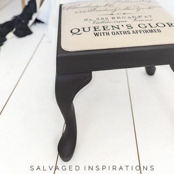 Painted Foot Stool w Transfer Fabric IG