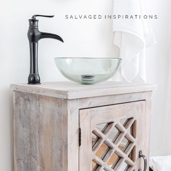 Sink and Faucet on Salvaged bathroom Vanity