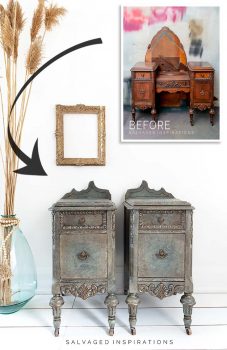 Antiqued Glaze on Nightstands before and after