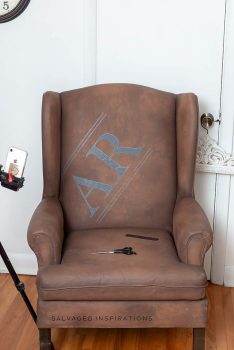 Chair with Transfer Lettering In Progress