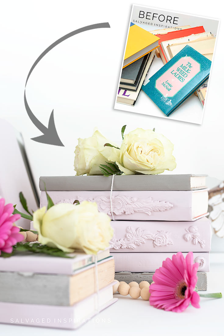 DIY Stacked Book Bundles BEFORE AND AFTER