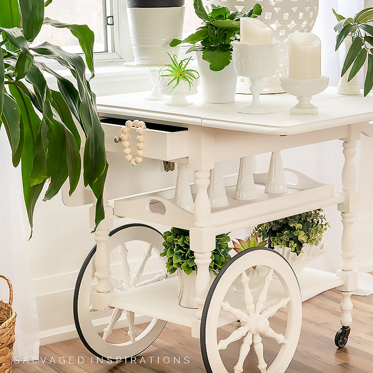 Side View Of Painted Tea Cart IG