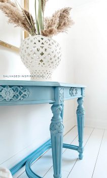 Side View of Silk Painted Entry Table
