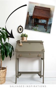 DIY PAINTED SECRETARY DESK Before and After