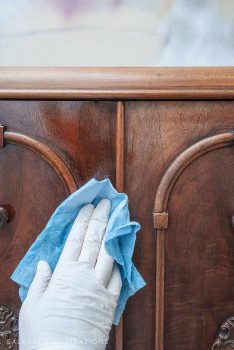 Applying Hemp Oil To Vintage Wood Cabinet