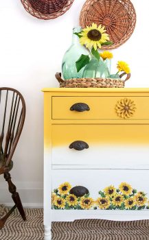 Painted Sunflower Transfer Dresser