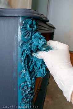 Applying A Blue Wash to Vintage Dresser