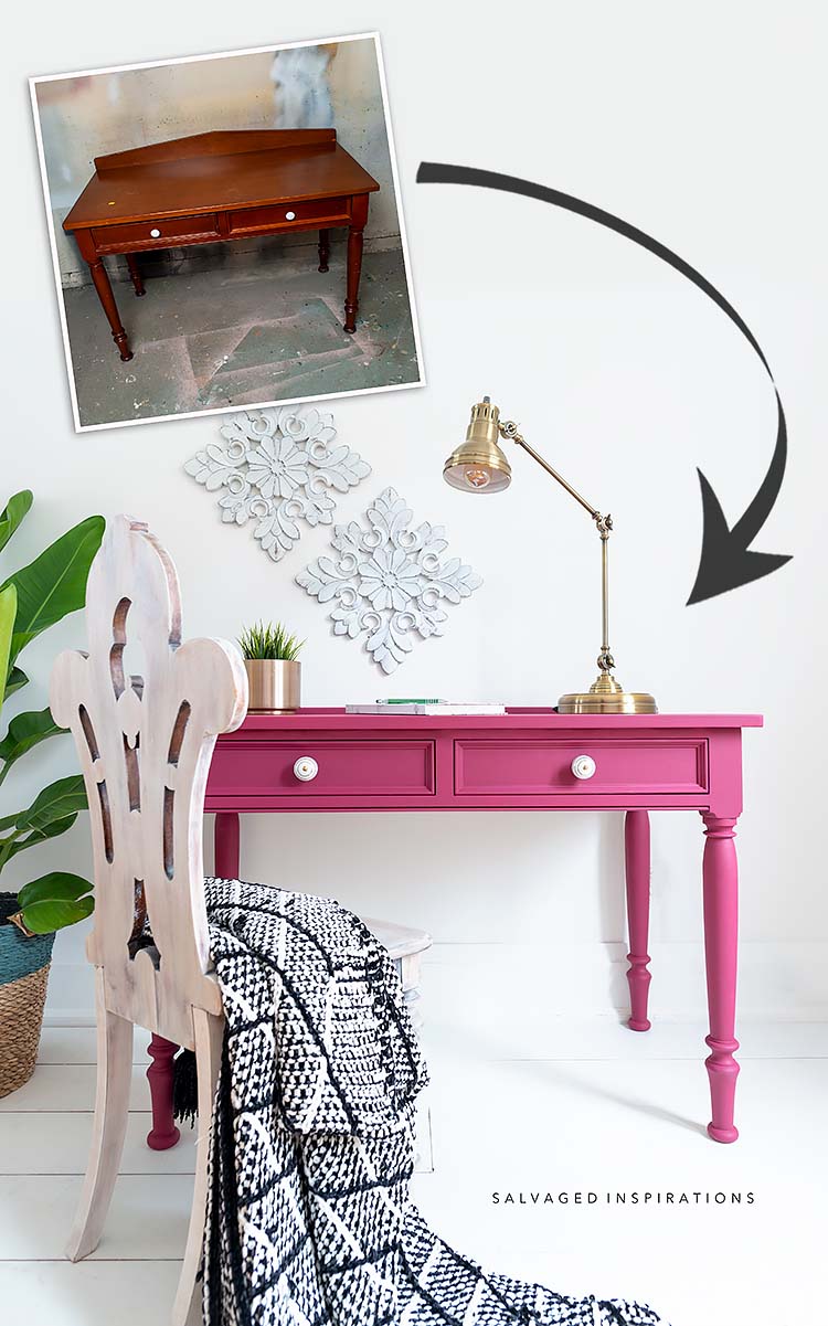 Plum Crazy Desk Makeover Before and After