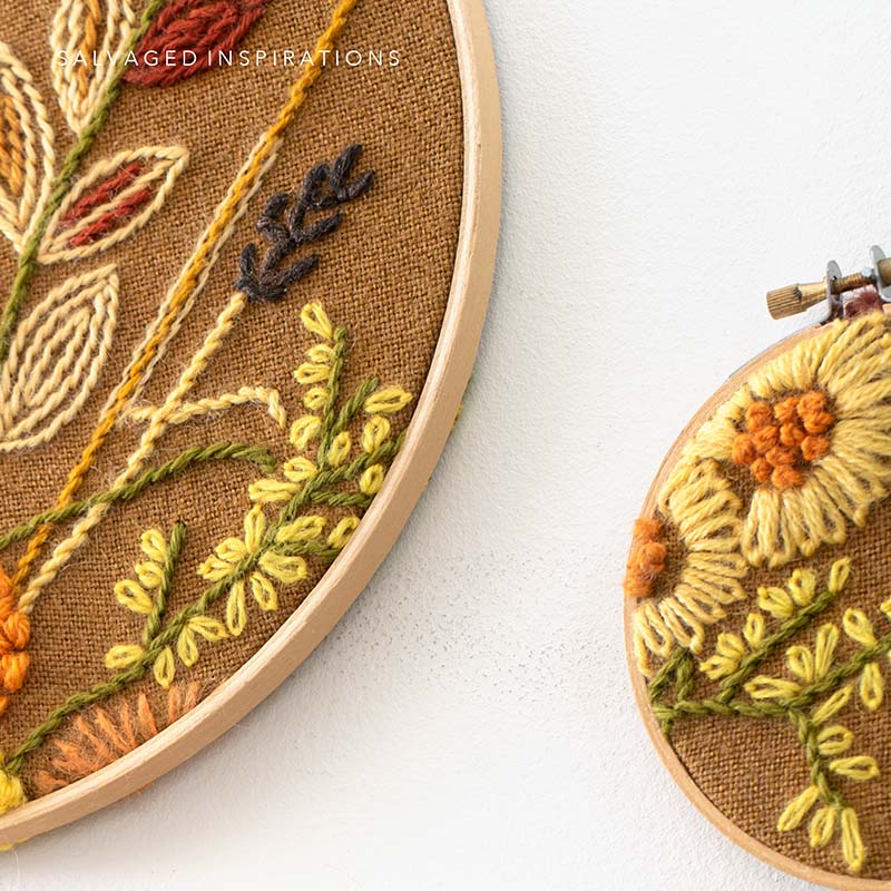 Close Up of Vintage Crewel Embroidery
