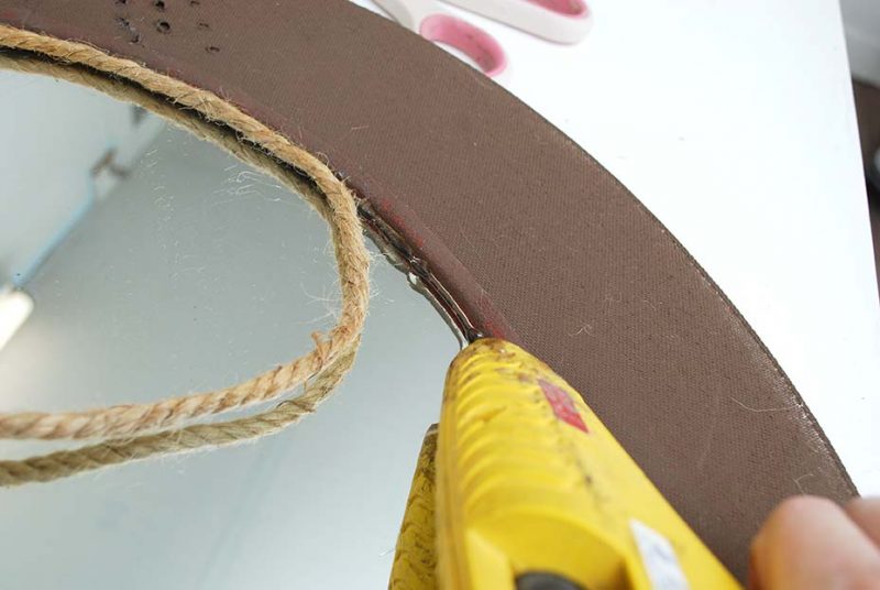 Gluing Rope Onto Mirror Frame