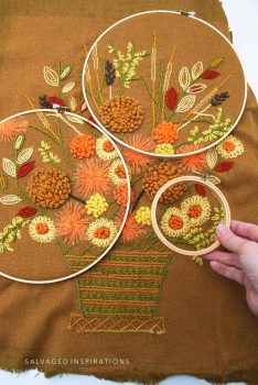 Placing Embroidery Hoop Frames on Vintage Embroidery