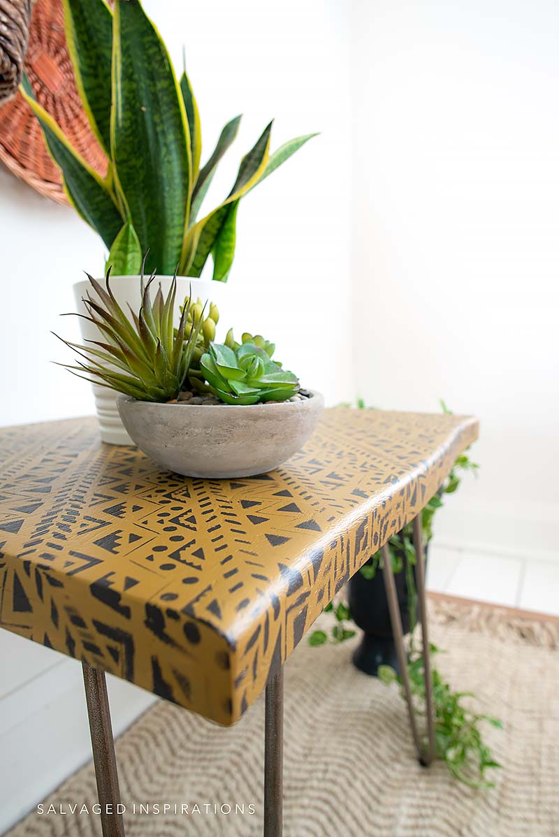Close Up Of Mudcloth Stencilled Table
